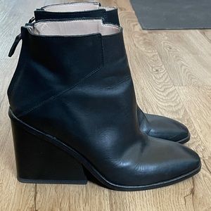 Zara Black Leather Wedge Ankle Booties